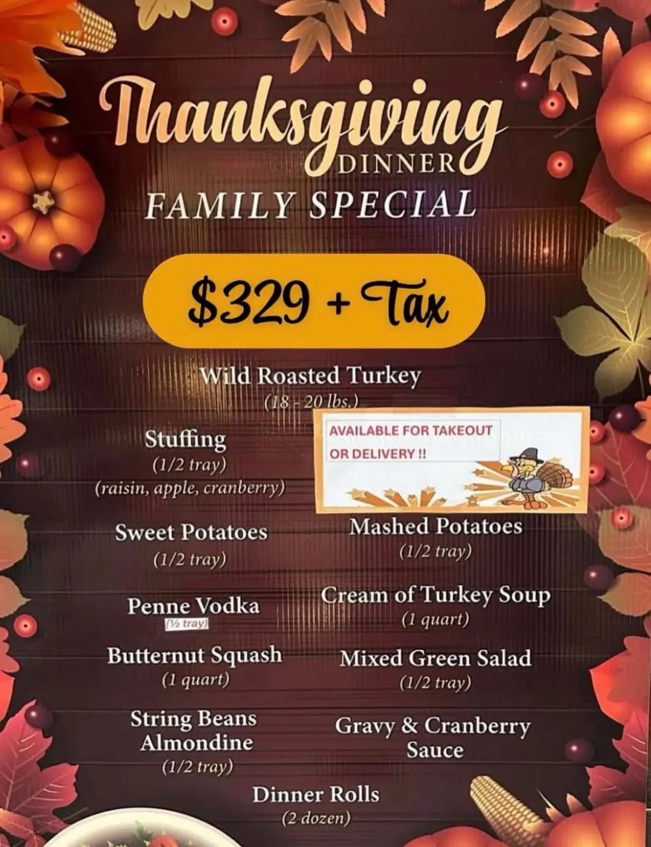 Thanksgiving Dinner at Z-Two Staten Island