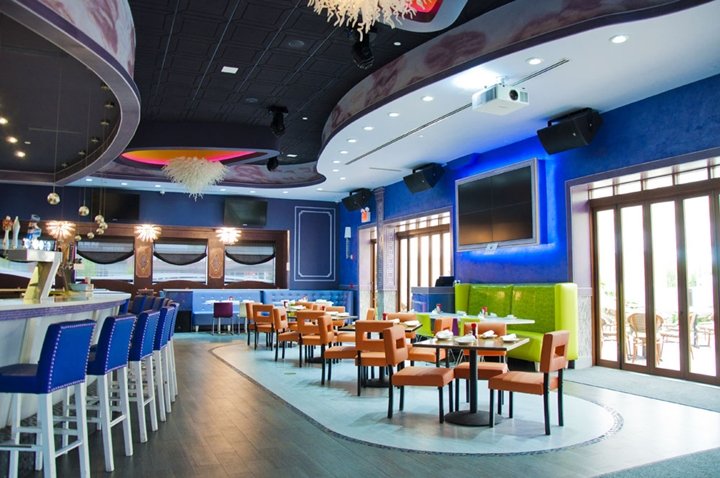 Colorful bar and dining room at Z-Two Diner & Lounge